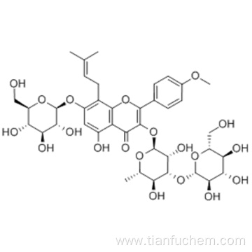 3-[(6-Deoxy-3-O-beta-D-glucopyranosyl-alpha-L-mannopyranosyl)oxy]-7-(beta-D-glucopyranosyloxy)-5-hydroxy-2-(4-methoxyphenyl)-8-(3-methyl-2-buten-1-yl)-4H-1-benzopyran-4-one CAS 140147-77-9